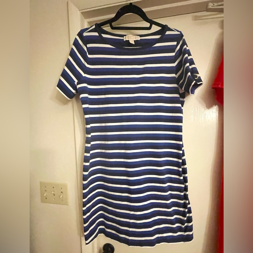 Michael Kors Dress stripped tee shirt style dress Lg good used condition